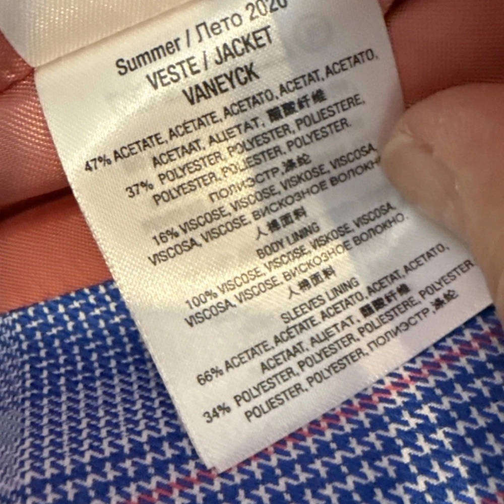 Essentiel Blue & Pink Plaid Double-Breasted Blazer - Picture 3 of 16
